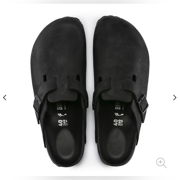 **SOLD**    Birkenstock Boston Exquisite Leather Black Blackout Men 7 Euro 40 - Picture 14 of 16